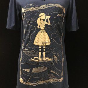 EUC Blue Platypus V-neck Tee